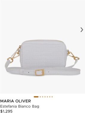 Marie Oliver Estefania Bianco Croc-Embossed White Crossbody with Gold Hardware